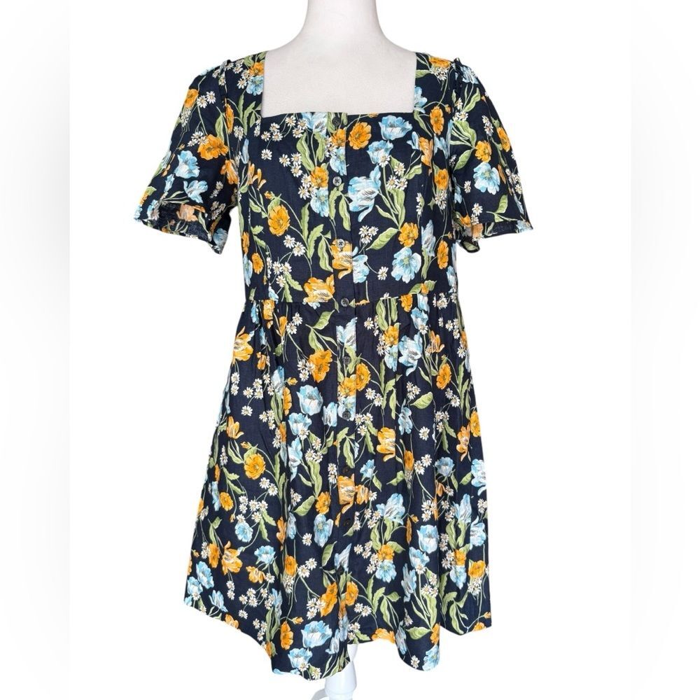 Draper James Knit Kacey Dress In Spring Blooms Floral Linen Womens Size 6
